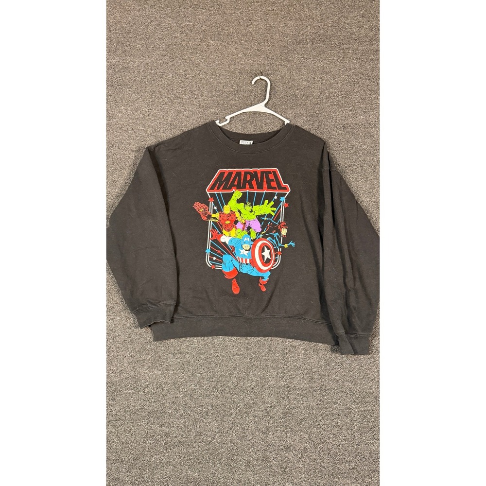 Marvel Avengers Graphic Sweatshirt Black XL 15-17 Captain America Hulk Iron Man